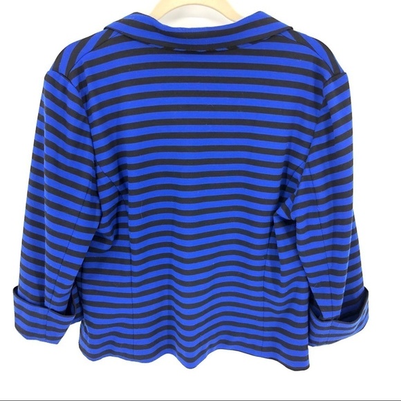 Sandro Jersey Knit Striped Blazer Jacket Blue Black Size Large - Picture 4 of 6